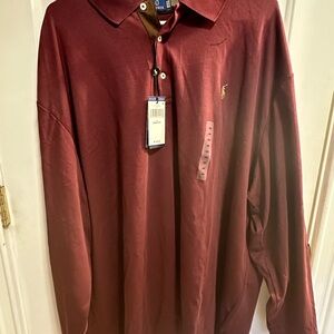 Polo by Ralph Lauren Men's Burgundy long sleeve collar Shirt